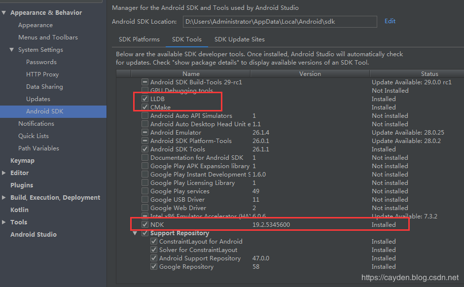 android studio install android ndk